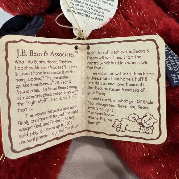 BOYDS BEARS Red Sparkle Teddy Bear Blue Velvet Glitter Plush Stuffed Animal 2000 - Picture 11 of 11